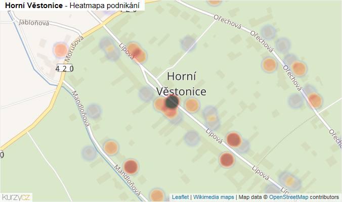 Mapa Horní Věstonice - Firmy v části obce.