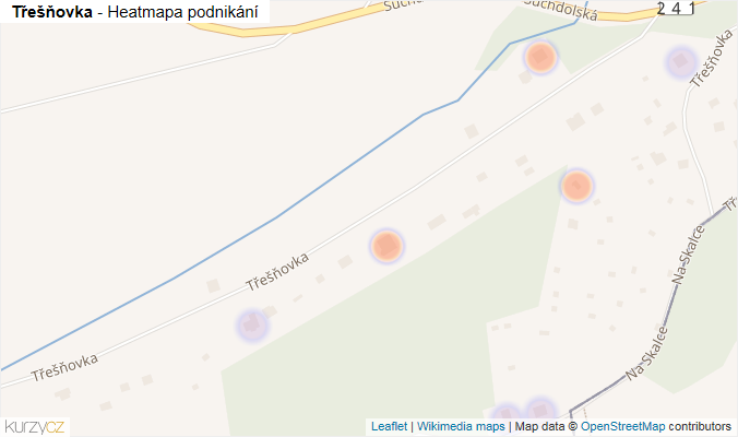 Mapa Třešňovka - Firmy v ulici.