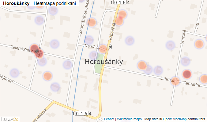 Mapa Horoušánky - Firmy v části obce.