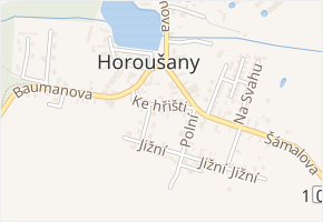 Ke hřišti v obci Horoušany - mapa ulice