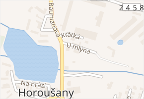U mlýna v obci Horoušany - mapa ulice