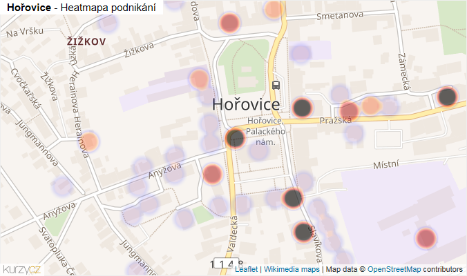 Mapa Hořovice - Firmy v části obce.