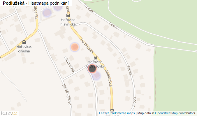 Mapa Podlužská - Firmy v ulici.