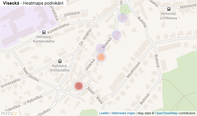 Mapa Vísecká - Firmy v ulici.