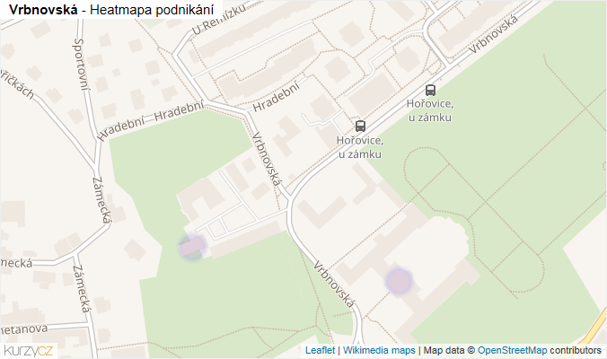 Mapa Vrbnovská - Firmy v ulici.