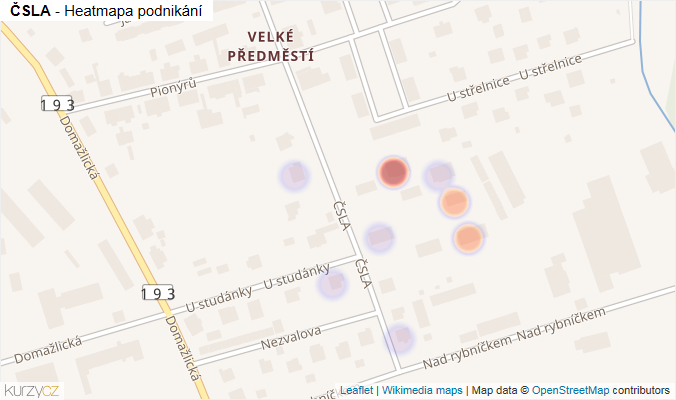 Mapa ČSLA - Firmy v ulici.