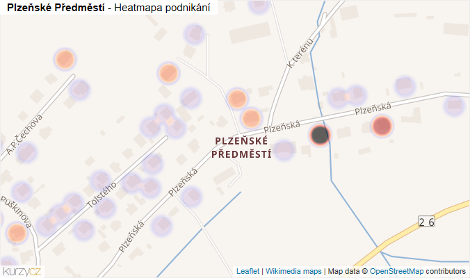 Mapa Plzeňské Předměstí - Firmy v části obce.