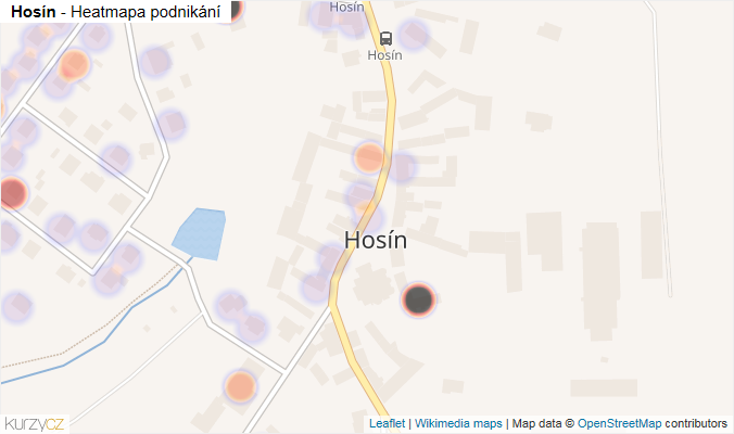 Mapa Hosín - Firmy v části obce.