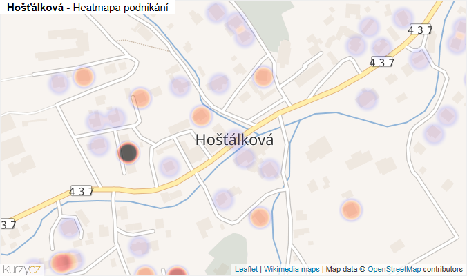 Mapa Hošťálková - Firmy v části obce.