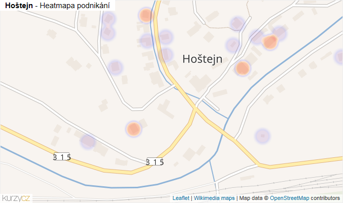 Mapa Hoštejn - Firmy v části obce.