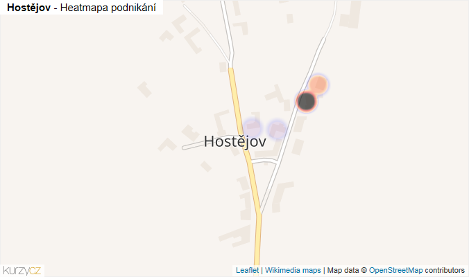 Mapa Hostějov - Firmy v části obce.