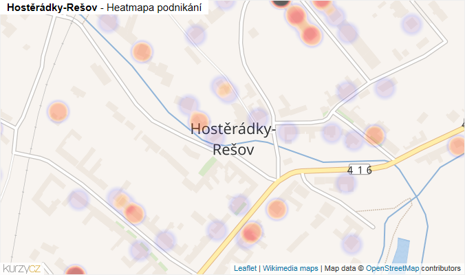 Mapa Hostěrádky-Rešov - Firmy v části obce.