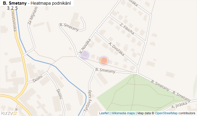 Mapa B. Smetany - Firmy v ulici.