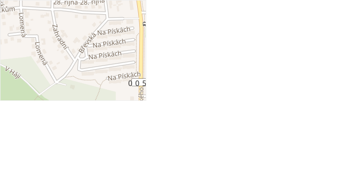 Břevská v obci Hostivice - mapa ulice