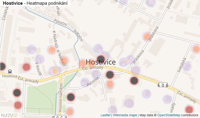 Mapa Hostivice - Firmy v části obce.