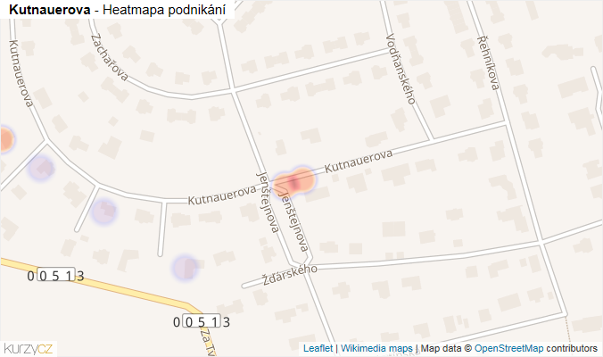 Mapa Kutnauerova - Firmy v ulici.