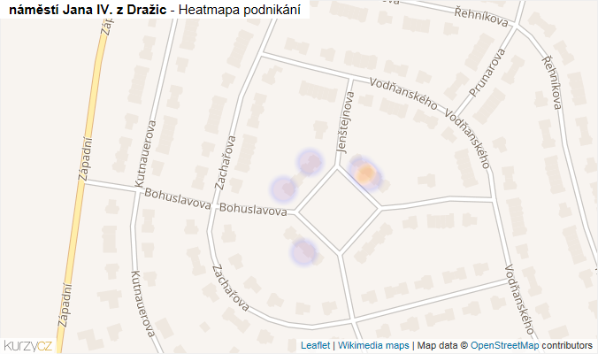 Mapa náměstí Jana IV. z Dražic - Firmy v ulici.