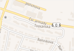 Toskánská v obci Hostivice - mapa ulice