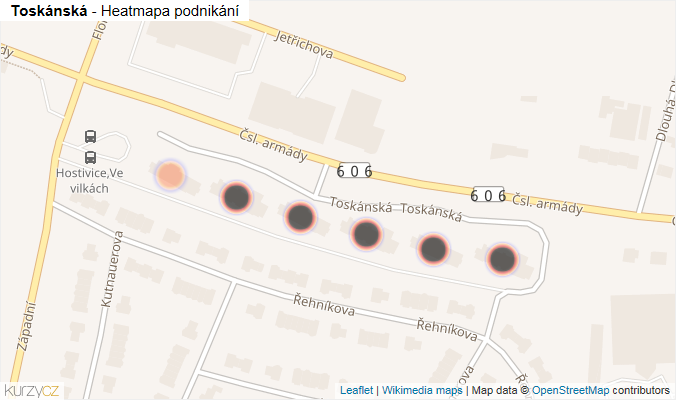 Mapa Toskánská - Firmy v ulici.
