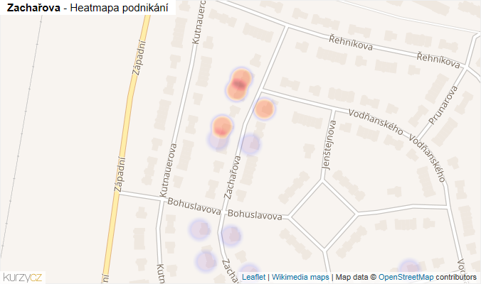 Mapa Zachařova - Firmy v ulici.