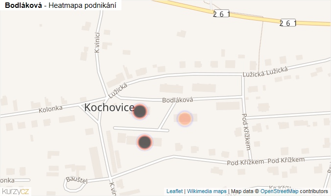 Mapa Bodláková - Firmy v ulici.