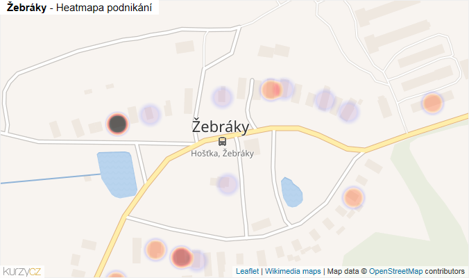 Mapa Žebráky - Firmy v části obce.