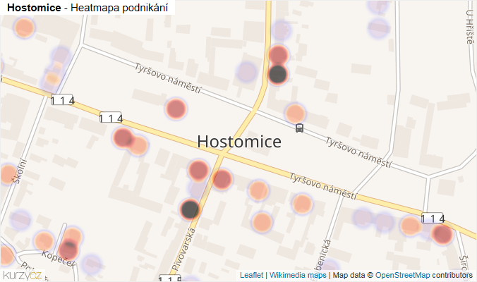 Mapa Hostomice - Firmy v části obce.