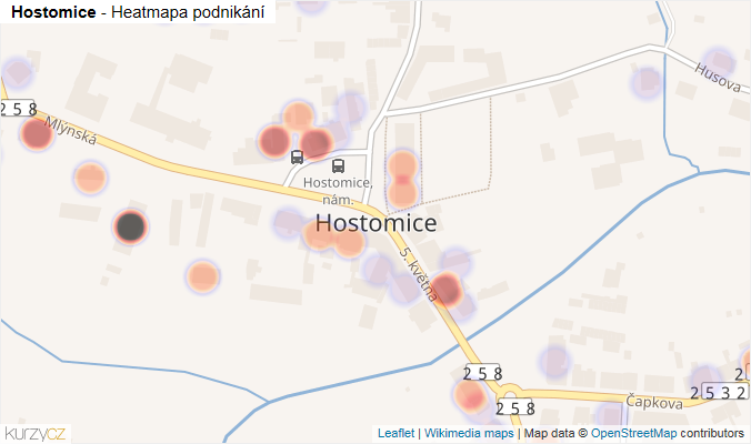 Mapa Hostomice - Firmy v části obce.