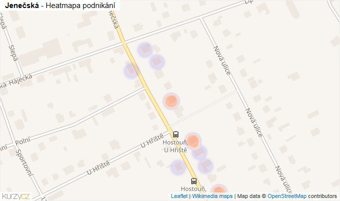 Mapa Jenečská - Firmy v ulici.