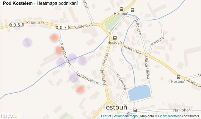 Mapa Pod Kostelem - Firmy v ulici.