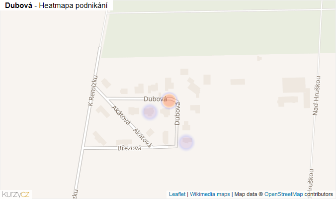 Mapa Dubová - Firmy v ulici.