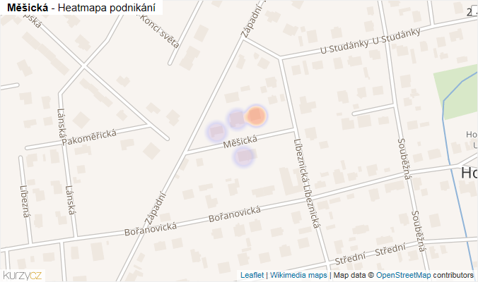 Mapa Měšická - Firmy v ulici.