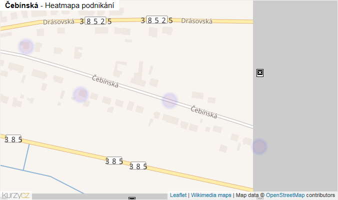 Mapa Čebínská - Firmy v ulici.
