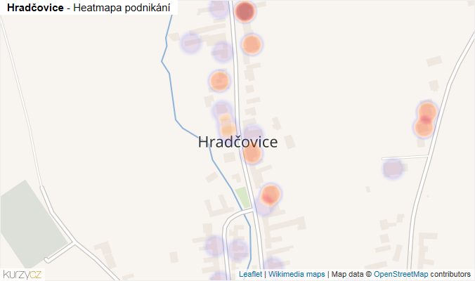 Mapa Hradčovice - Firmy v části obce.
