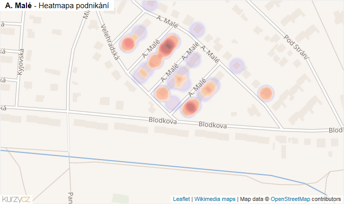 Mapa A. Malé - Firmy v ulici.