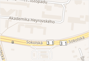 Akademika Heyrovského v obci Hradec Králové - mapa ulice