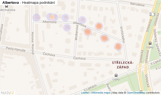 Mapa Albertova - Firmy v ulici.