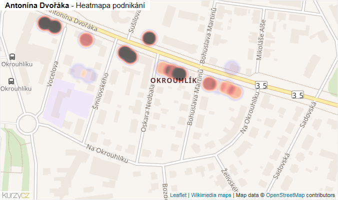 Mapa Antonína Dvořáka - Firmy v ulici.