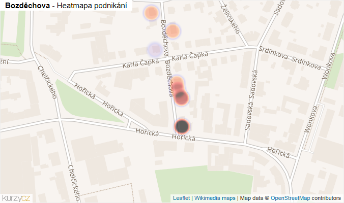Mapa Bozděchova - Firmy v ulici.