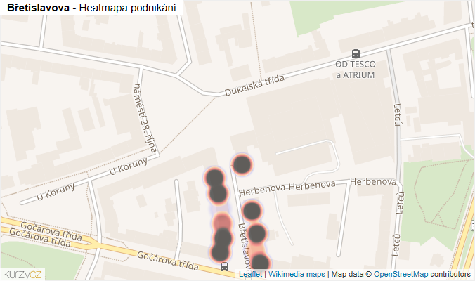 Mapa Břetislavova - Firmy v ulici.