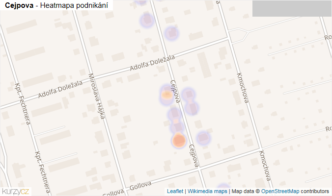 Mapa Cejpova - Firmy v ulici.