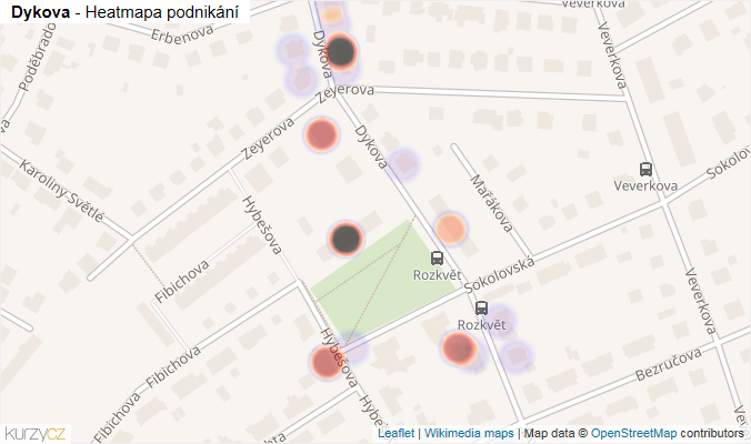 Mapa Dykova - Firmy v ulici.