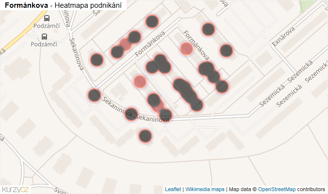 Mapa Formánkova - Firmy v ulici.