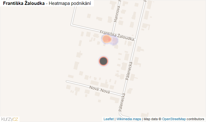 Mapa Františka Žaloudka - Firmy v ulici.
