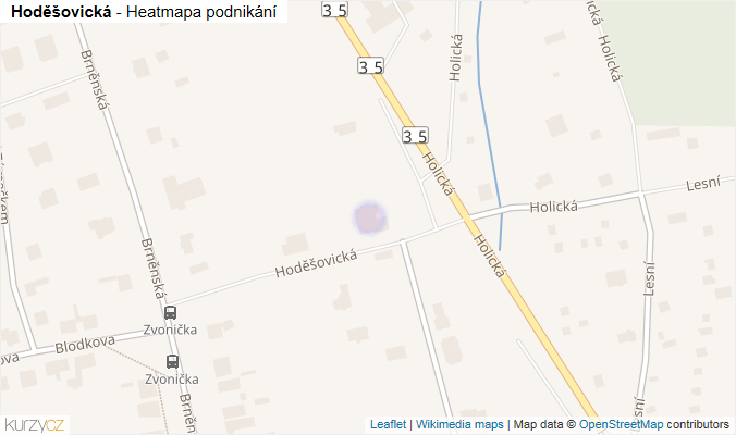 Mapa Hoděšovická - Firmy v ulici.