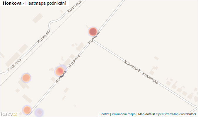 Mapa Honkova - Firmy v ulici.