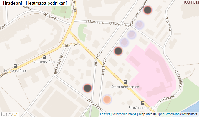 Mapa Hradební - Firmy v ulici.