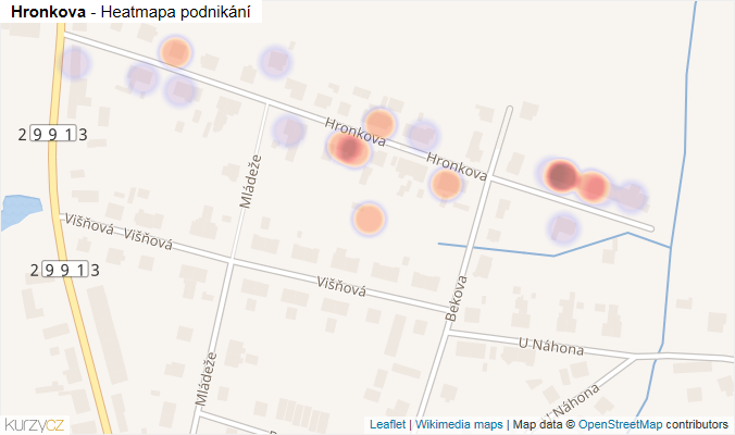 Mapa Hronkova - Firmy v ulici.