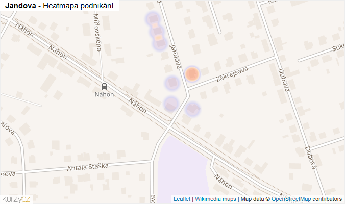 Mapa Jandova - Firmy v ulici.