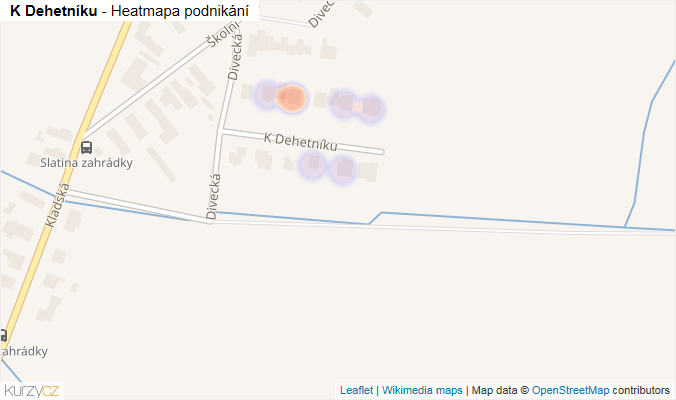 Mapa K Dehetníku - Firmy v ulici.